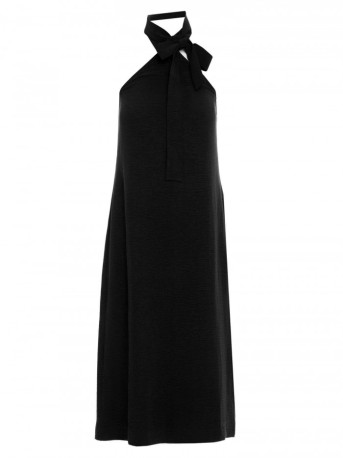 M736 Halter neck dress with a tie detail - black