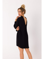 M740 Shirt dress with decorative chain - black