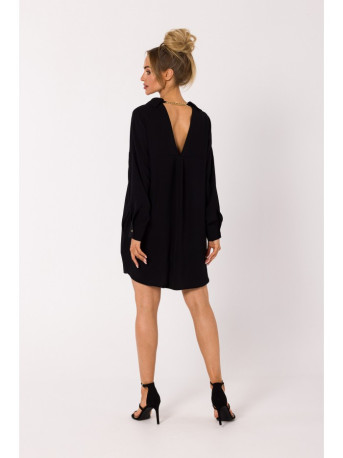 M740 Shirt dress with decorative chain - black