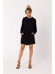 M740 Shirt dress with decorative chain - black