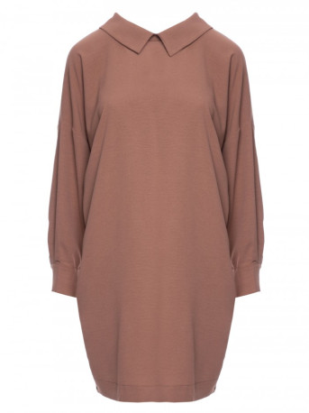 M740 Shirt dress with decorative chain - chocolate