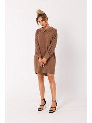 M740 Shirt dress with decorative chain - chocolate