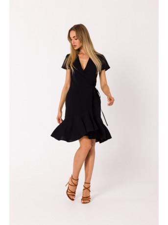 M741 Wrap dress with a tie detail - black