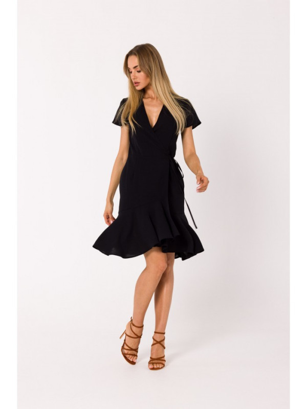 M741 Wrap dress with a tie detail - black