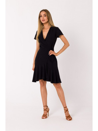 M741 Wrap dress with a tie detail - black