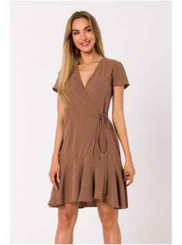 M741 Wrap dress with a tie detail - chocolate