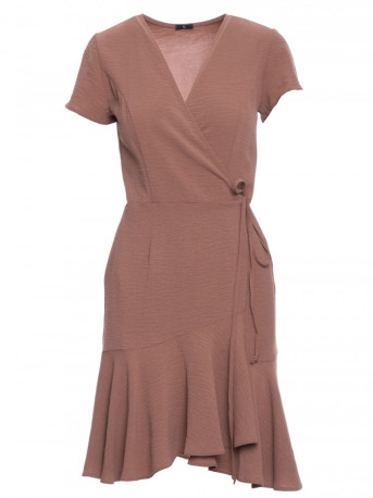 M741 Wrap dress with a tie detail - chocolate