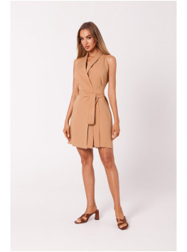 M747 Blazer dress with a tie detail - caramel