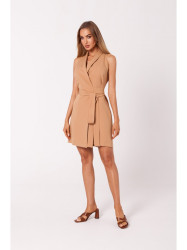 M747 Blazer dress with a tie detail - caramel