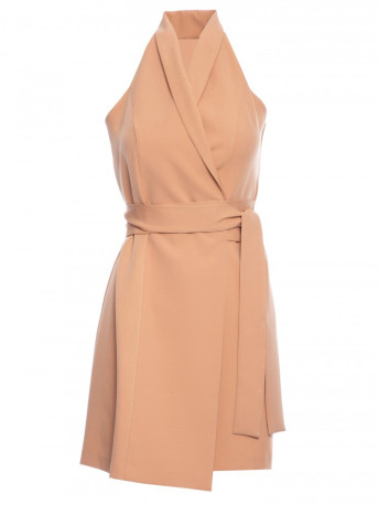 M747 Blazer dress with a tie detail - caramel