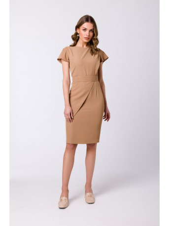 S336 Sheath dress with belt - beige