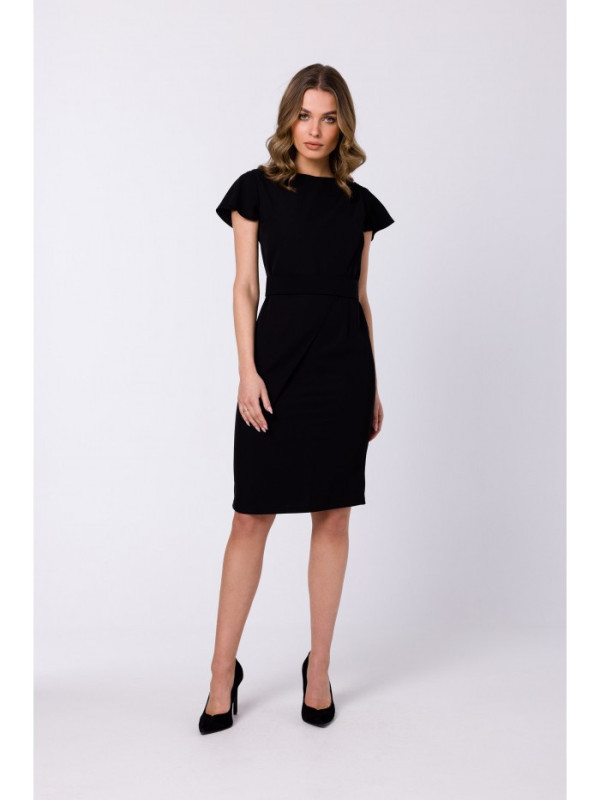 S336 Sheath dress with belt - black