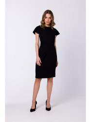 S336 Sheath dress with belt - black