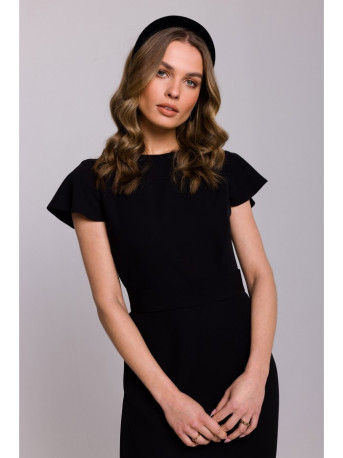 S336 Sheath dress with belt - black