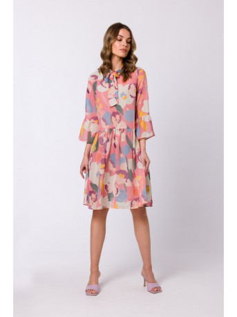 S337 Chiffon dress with tied neckline - model 1