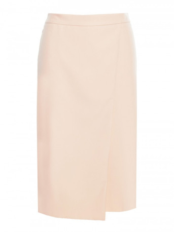 S343 A line skirt with a wrap detail - beige