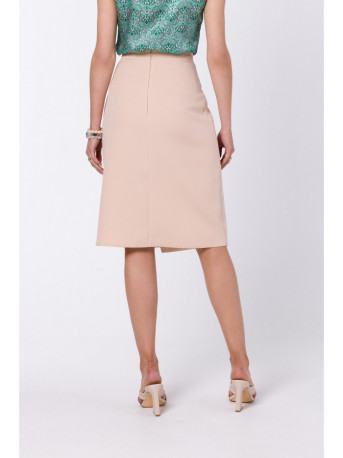 S343 A line skirt with a wrap detail - beige
