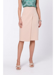 S343 A line skirt with a wrap detail - beige