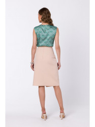 S343 A line skirt with a wrap detail - beige