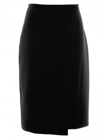 S343 A line skirt with a wrap detail - black