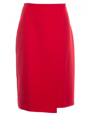 S343 A line skirt with a wrap detail - red