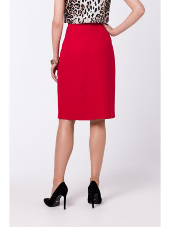 S343 A line skirt with a wrap detail - red