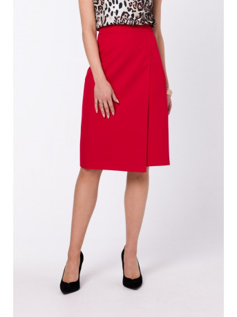 S343 A line skirt with a wrap detail - red