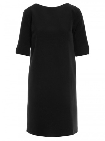 S113 Minimalist dress with back v-neck - black