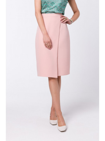 S343 A line skirt with a wrap detail - powder