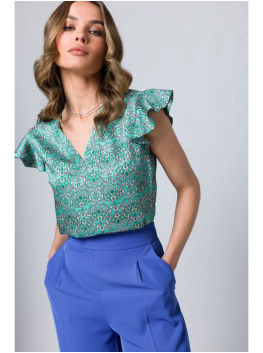 S344 Blouse with frilled sleeves - model 1