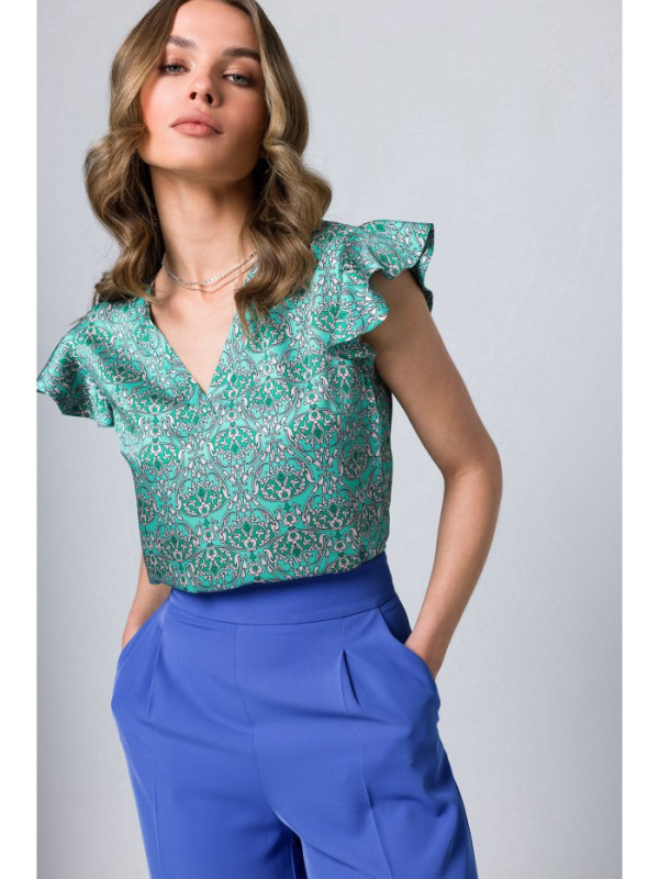 S344 Blouse with frilled sleeves - model 1