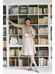 B255 Wrap dress with a shawl collar - beige