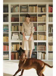 B255 Wrap dress with a shawl collar - beige