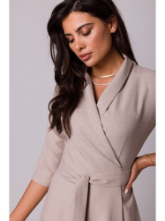 B255 Wrap dress with a shawl collar - beige