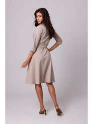 B255 Wrap dress with a shawl collar - beige
