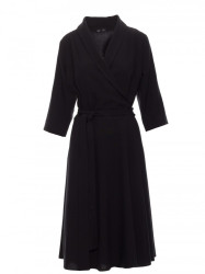 B255 Wrap dress with a shawl collar - black