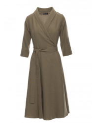 B255 Wrap dress with a shawl collar - olive