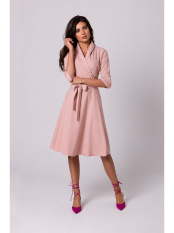 B255 Wrap dress with a shawl collar - pink