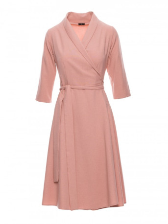 B255 Wrap dress with a shawl collar - pink