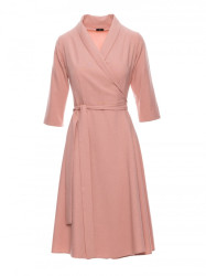 B255 Wrap dress with a shawl collar - pink