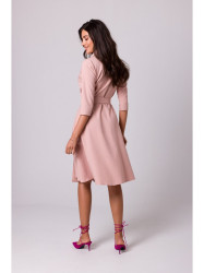 B255 Wrap dress with a shawl collar - pink