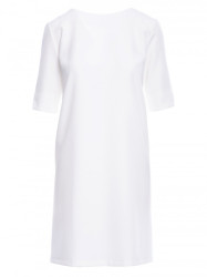 S113 Minimalist dress with back v-neck - ecru