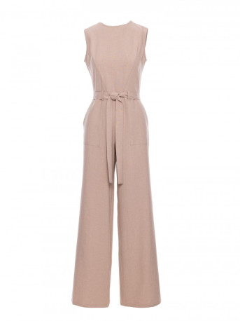 B256 Sleeveless jumpsuit with patch pockets - beige