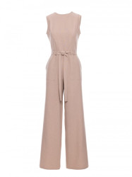 B256 Sleeveless jumpsuit with patch pockets - beige