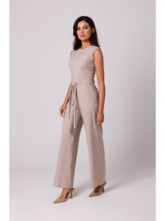 B256 Sleeveless jumpsuit with patch pockets - beige