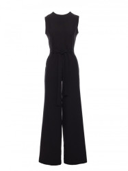 B256 Sleeveless jumpsuit with patch pockets - black