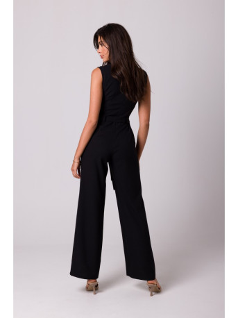 B256 Sleeveless jumpsuit with patch pockets - black