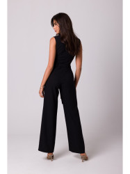 B256 Sleeveless jumpsuit with patch pockets - black