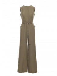 B256 Sleeveless jumpsuit with patch pockets - olive