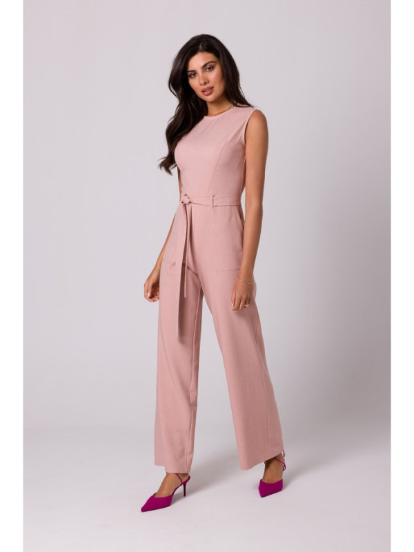 B256 Sleeveless jumpsuit with patch pockets - pink